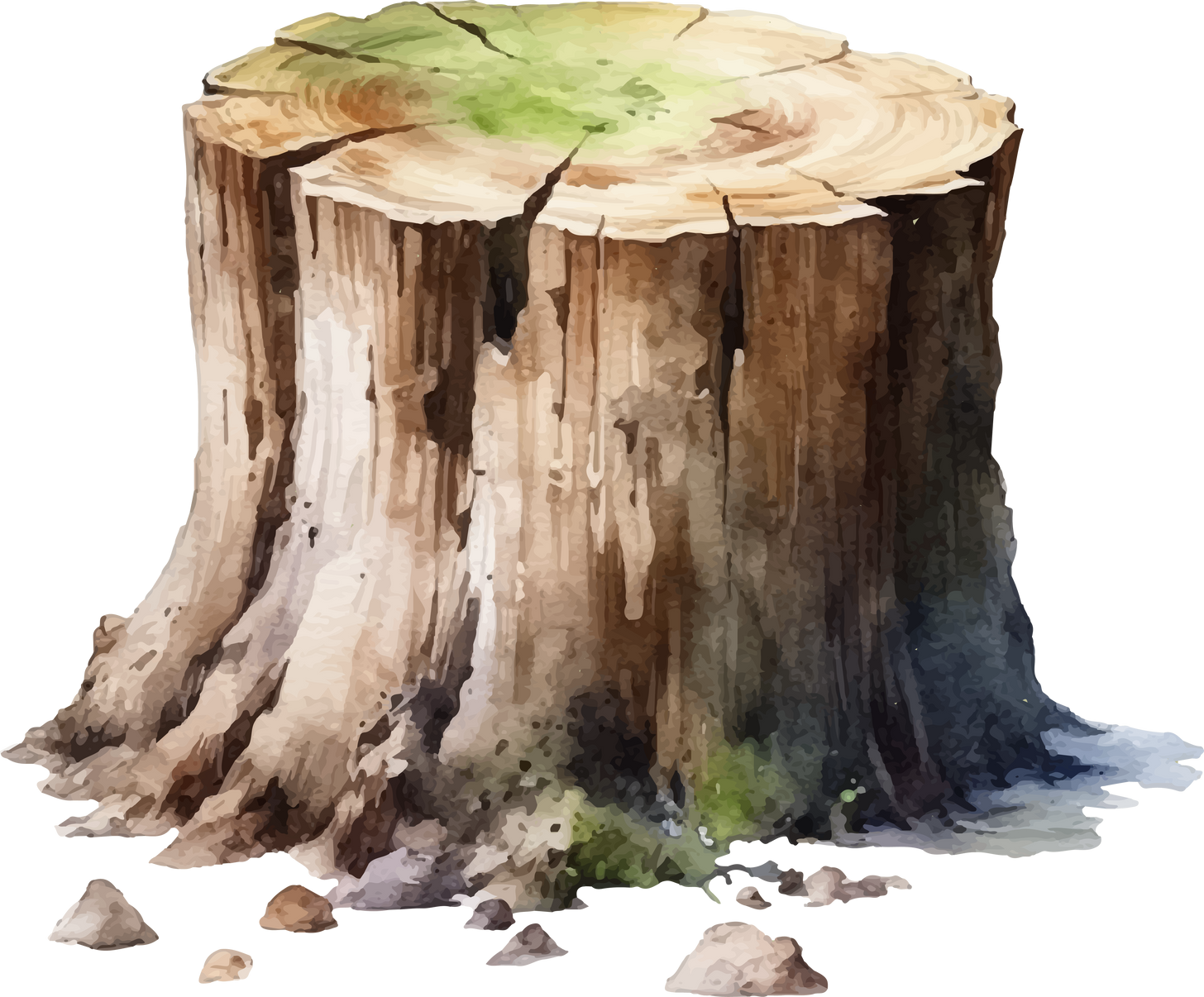 tree stump watercolor illustration